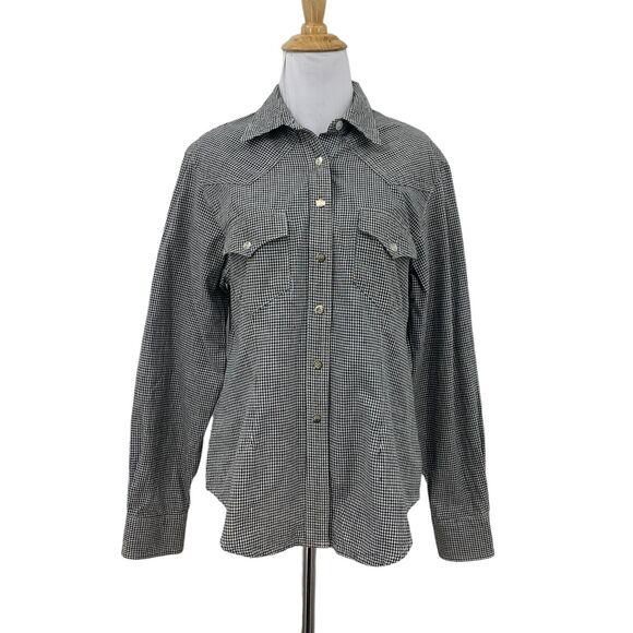 Vintage Panhandle Slim Metal Snap Button Shirt M Medium Check Western Yoke - Picture 1 of 12